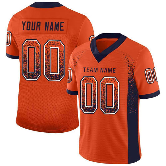 Custom Orange Navy-White Mesh Drift Fashion Football Jersey Limited