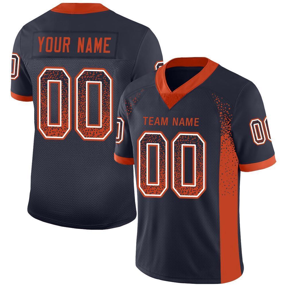 Custom Navy Orange-White Mesh Drift Fashion Football Jersey Limited
