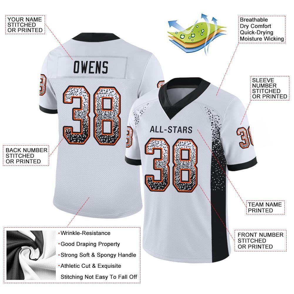 Custom White Black-Orange Mesh Drift Fashion Football Jersey Limited