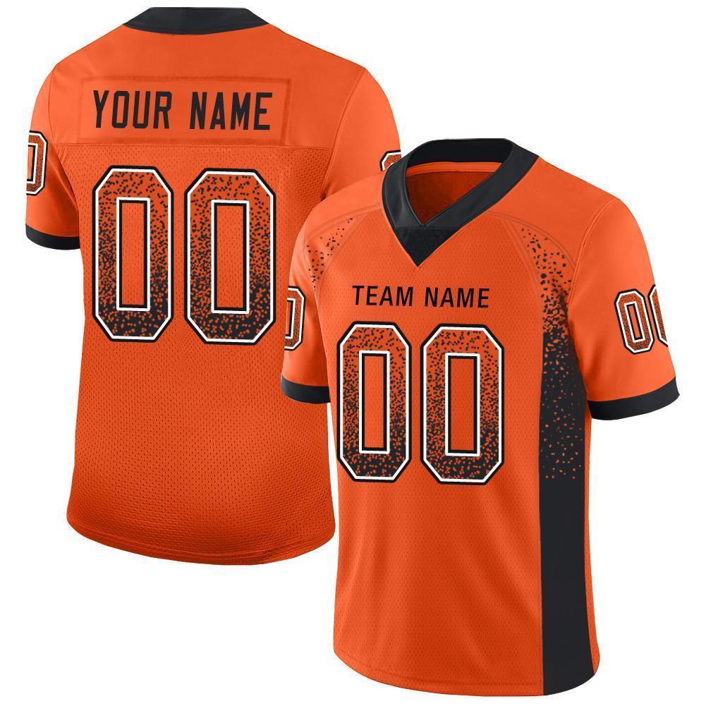 Custom Orange Black-White Mesh Drift Fashion Football Jersey Limited