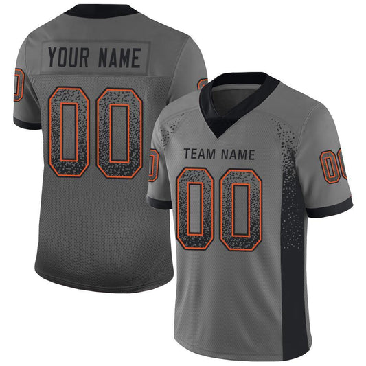 Custom Gray Black-Orange Mesh Drift Fashion Football Jersey Limited
