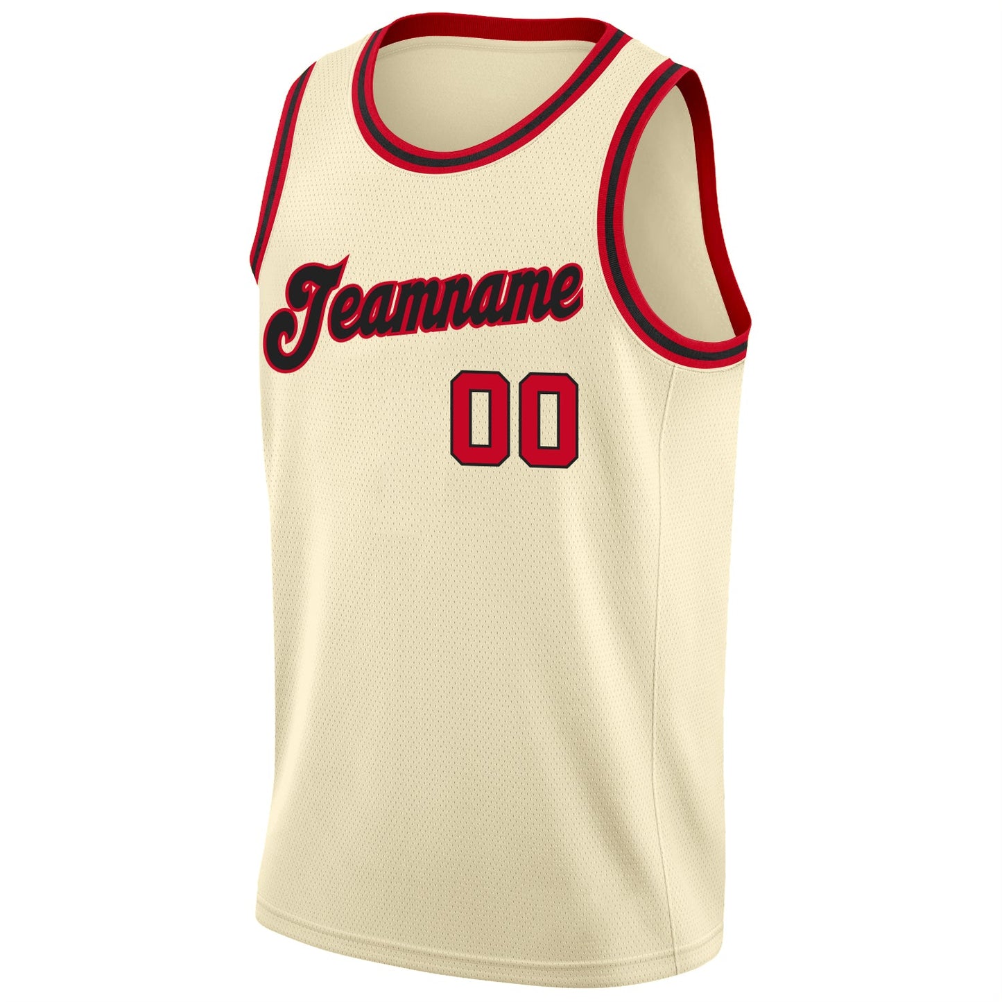 Custom Cream Red-Black Round Neck Rib-Knit Basketball Jersey Limited