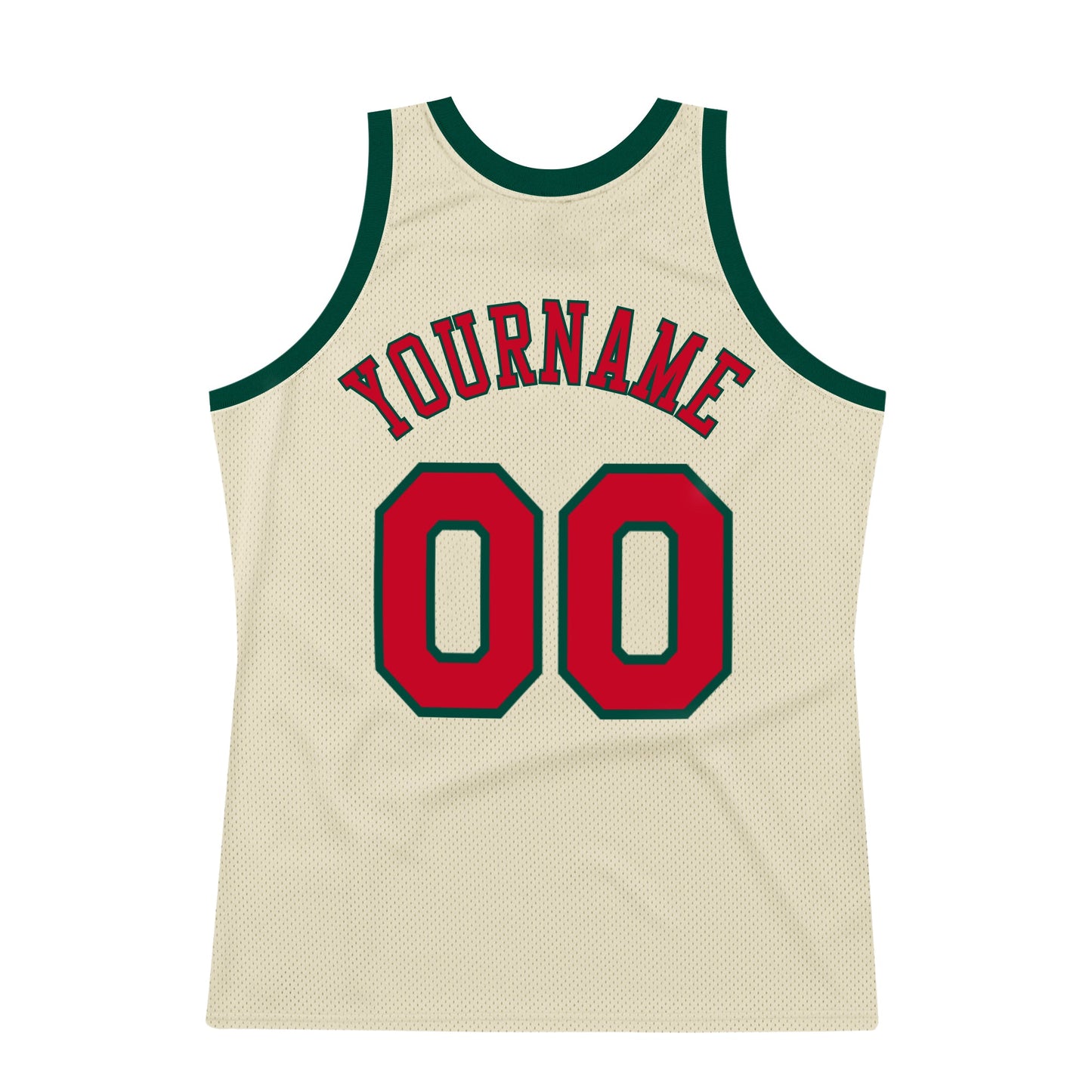 Custom Cream Red-Hunter Green Authentic Throwback Basketball Jersey Limited