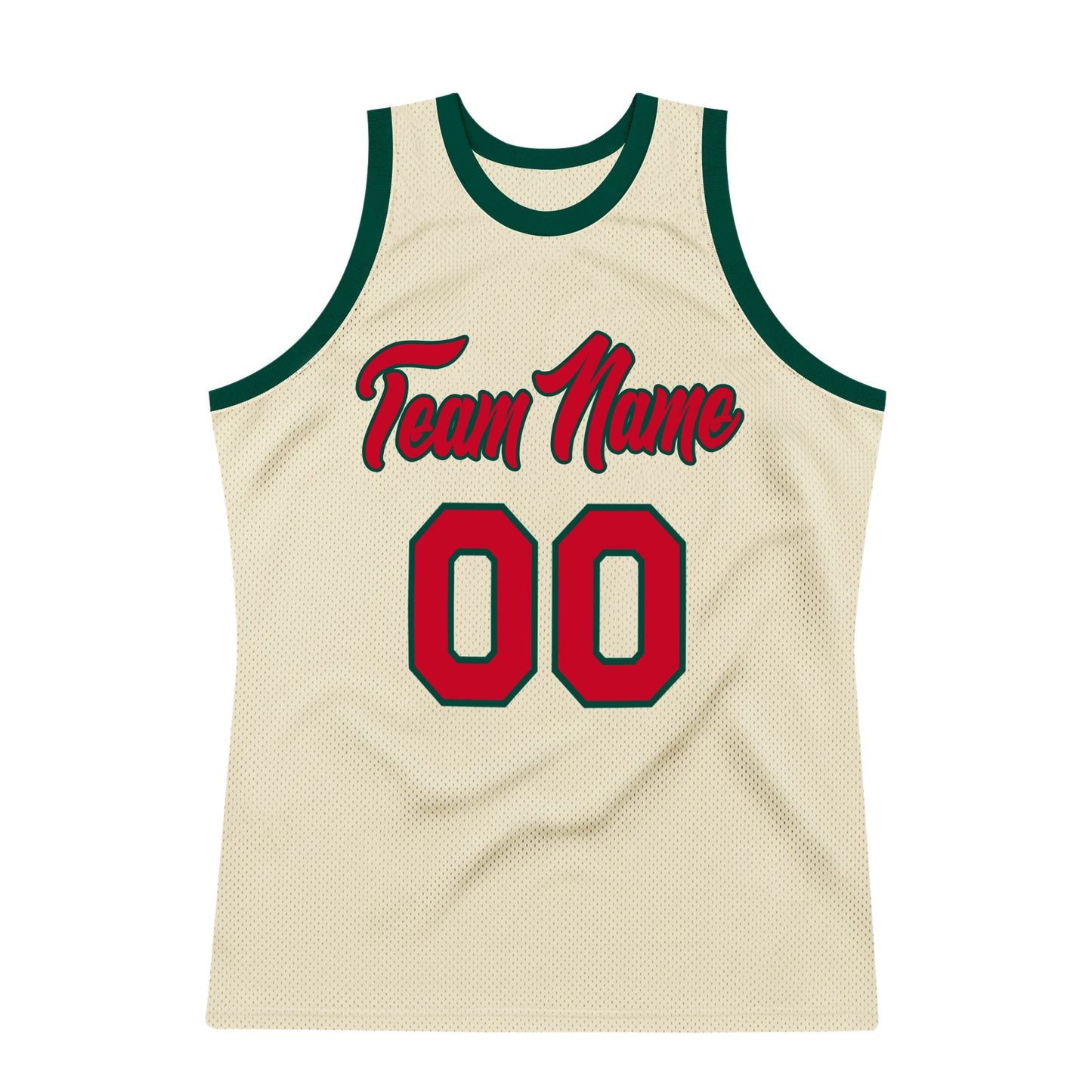 Custom Cream Red-Hunter Green Authentic Throwback Basketball Jersey Limited