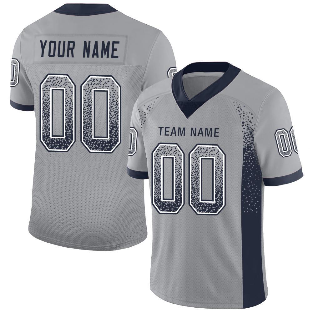 Custom Light Gray Navy-White Mesh Drift Fashion Football Jersey Limited