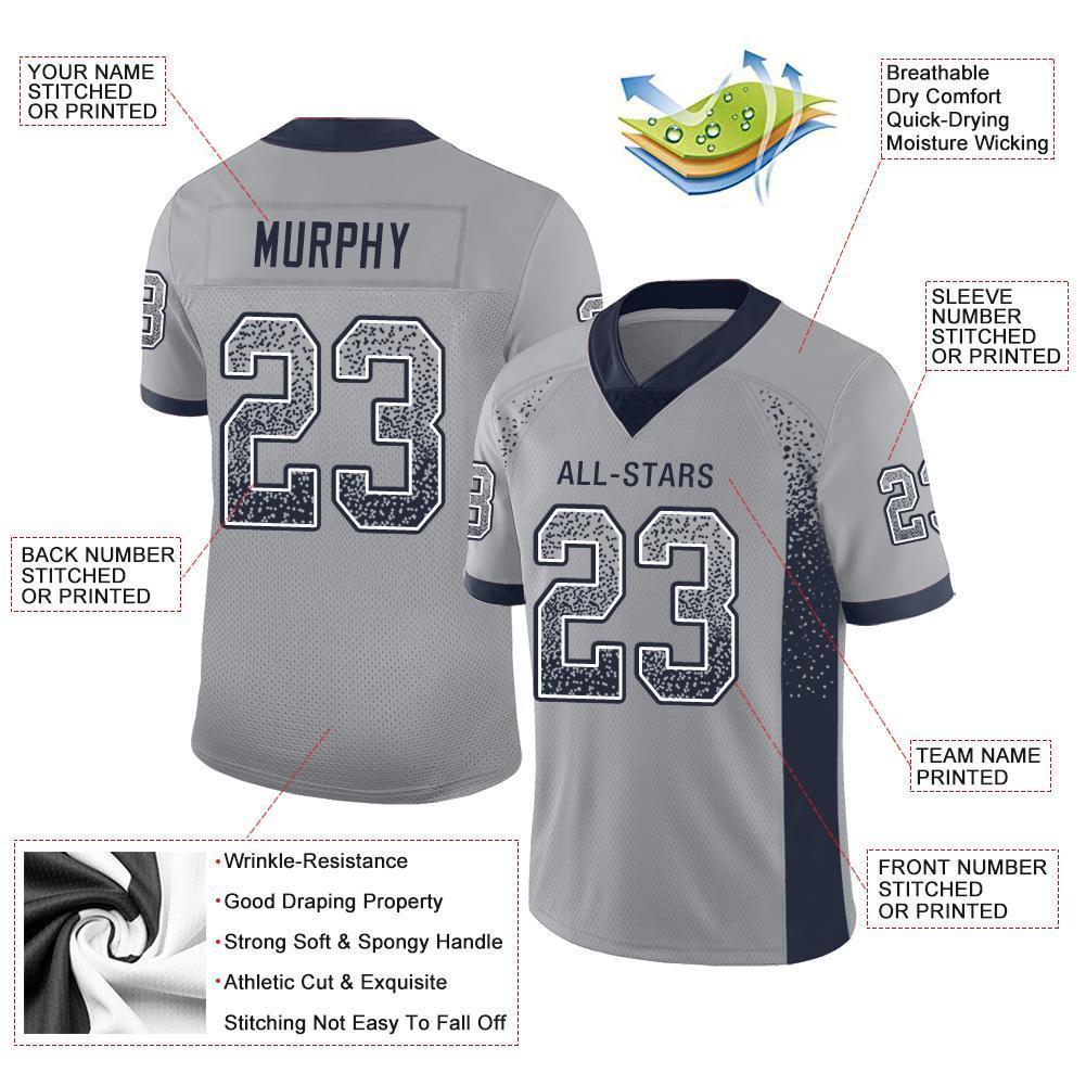 Custom Light Gray Navy-White Mesh Drift Fashion Football Jersey Limited