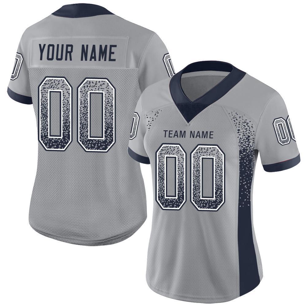 Custom Light Gray Navy-White Mesh Drift Fashion Football Jersey Limited