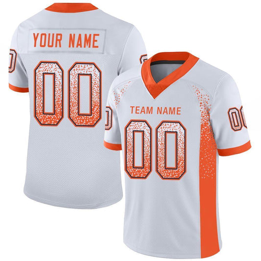 Custom White Orange-Navy Mesh Drift Fashion Football Jersey Limited