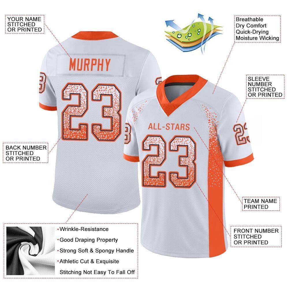 Custom White Orange-Navy Mesh Drift Fashion Football Jersey Limited