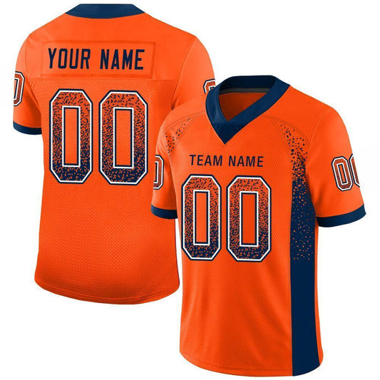 Custom Orange Navy-White Mesh Drift Fashion Football Jersey Limited