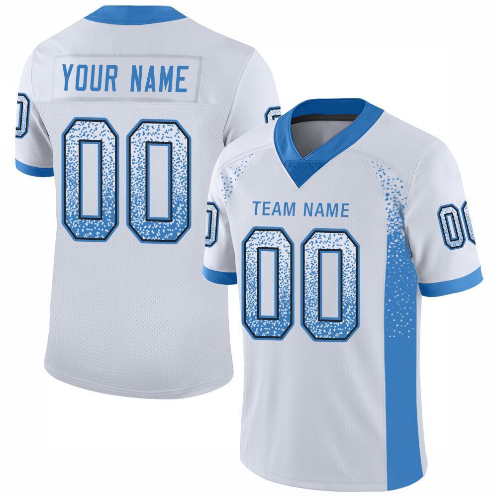 Custom White Powder Blue-Black Mesh Drift Fashion Football Jersey Limited