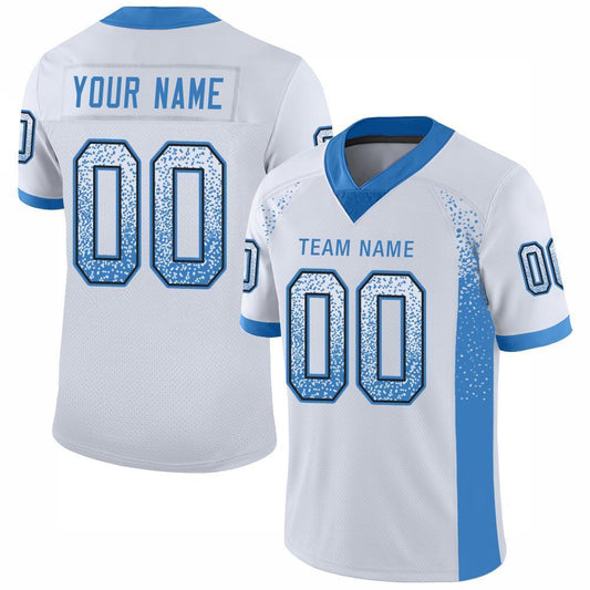 Custom White Powder Blue-Black Mesh Drift Fashion Football Jersey Limited