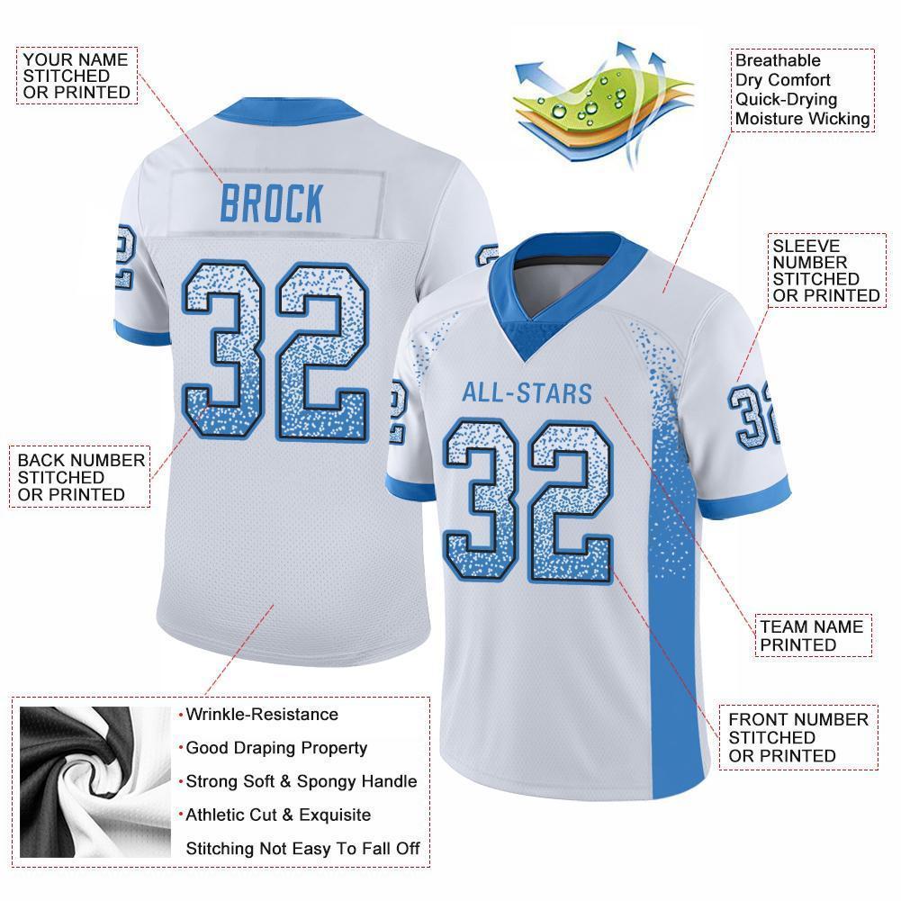 Custom White Powder Blue-Black Mesh Drift Fashion Football Jersey Limited