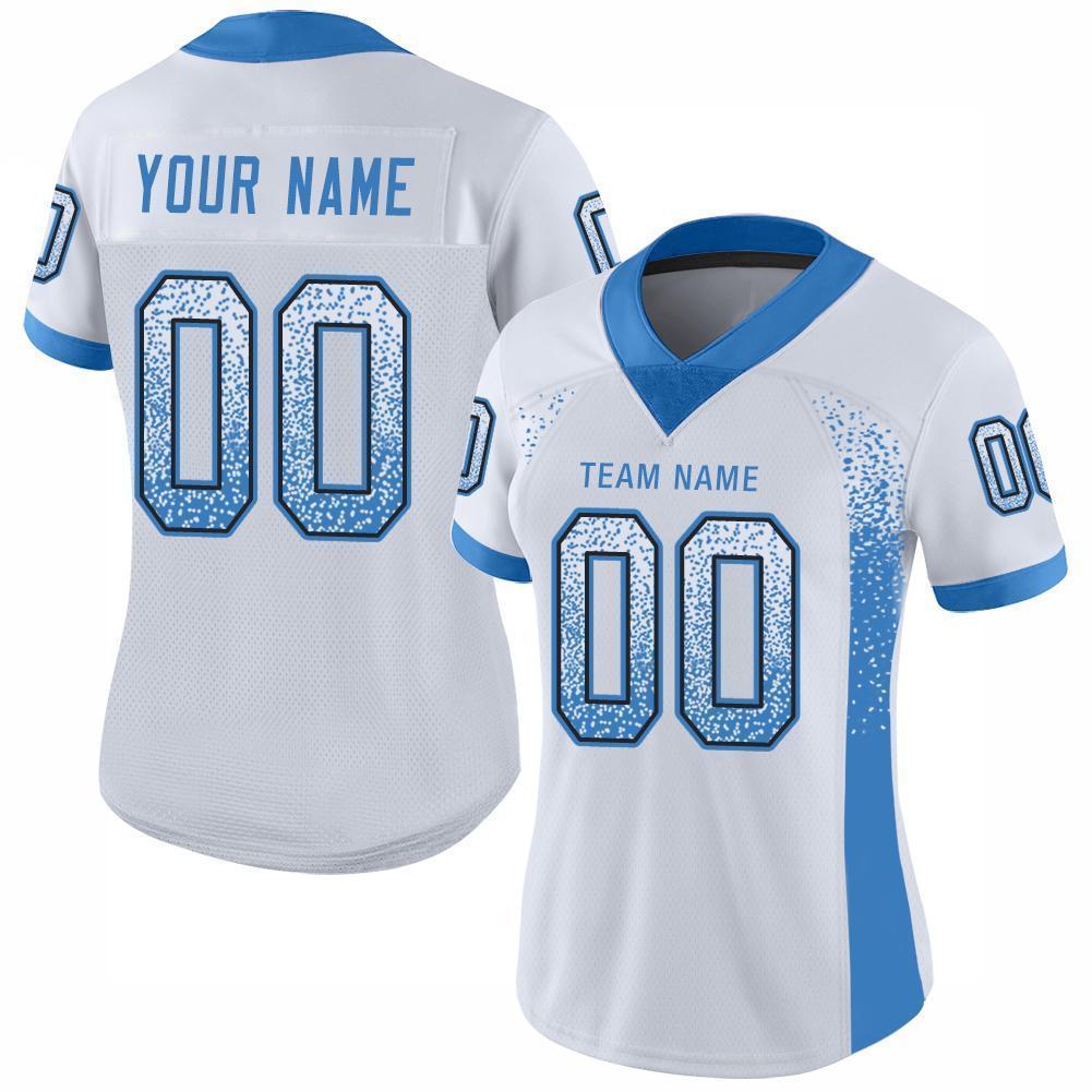 Custom White Powder Blue-Black Mesh Drift Fashion Football Jersey Limited