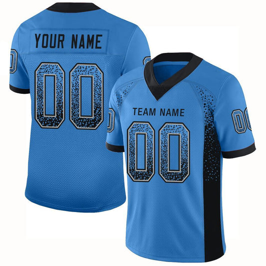 Custom Powder Blue Black-Gray Mesh Drift Fashion Football Jersey Limited