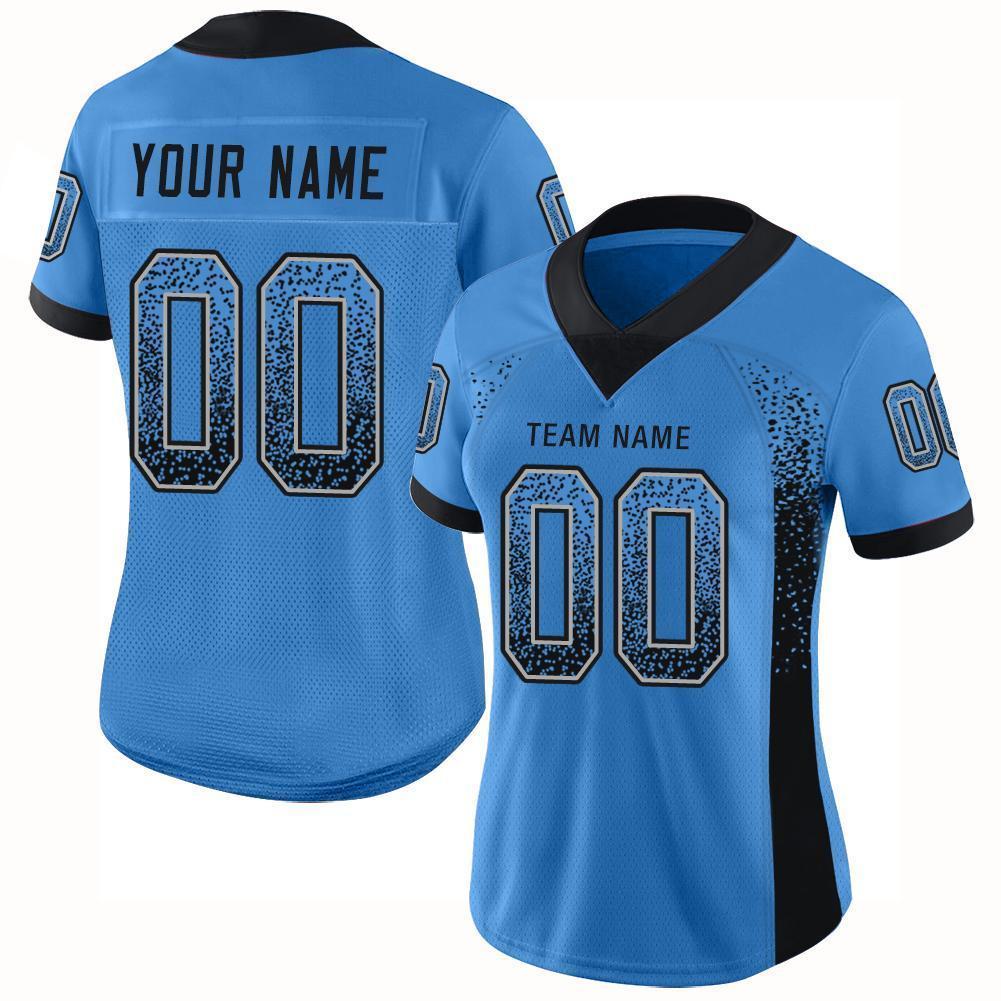 Custom Powder Blue Black-Gray Mesh Drift Fashion Football Jersey Limited