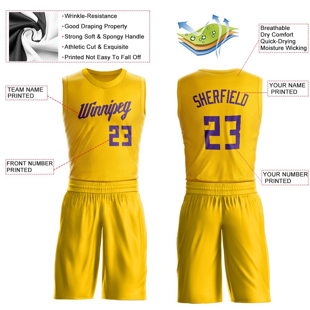 Custom Gold Purple Classic Sets Basketball Jersey Limited