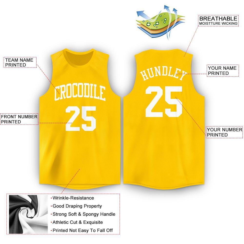 Custom Gold White Round Neck Basketball Jersey Limited