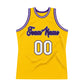 Custom Gold White-Purple Authentic Throwback Basketball Jersey Limited