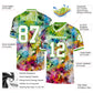 Custom Graffiti Pattern White-Neon Green 3D Mesh Authentic Throwback Football Jersey Limited
