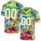 Custom Graffiti Pattern White-Neon Green 3D Mesh Authentic Throwback Football Jersey Limited