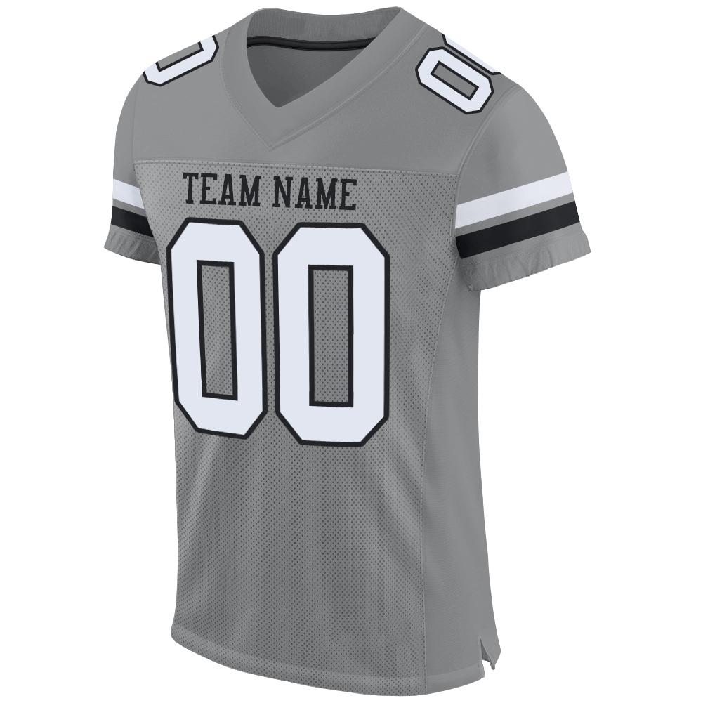 Custom Gray White-Black Mesh Authentic Football Jersey Limited