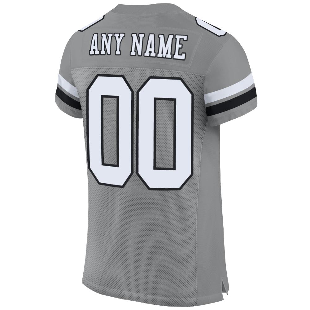 Custom Gray White-Black Mesh Authentic Football Jersey Limited