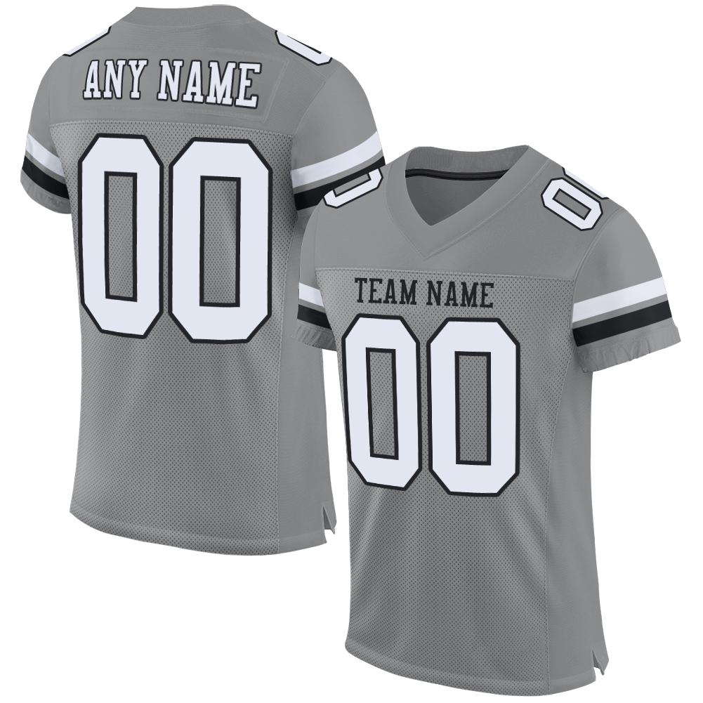 Custom Gray White-Black Mesh Authentic Football Jersey Limited