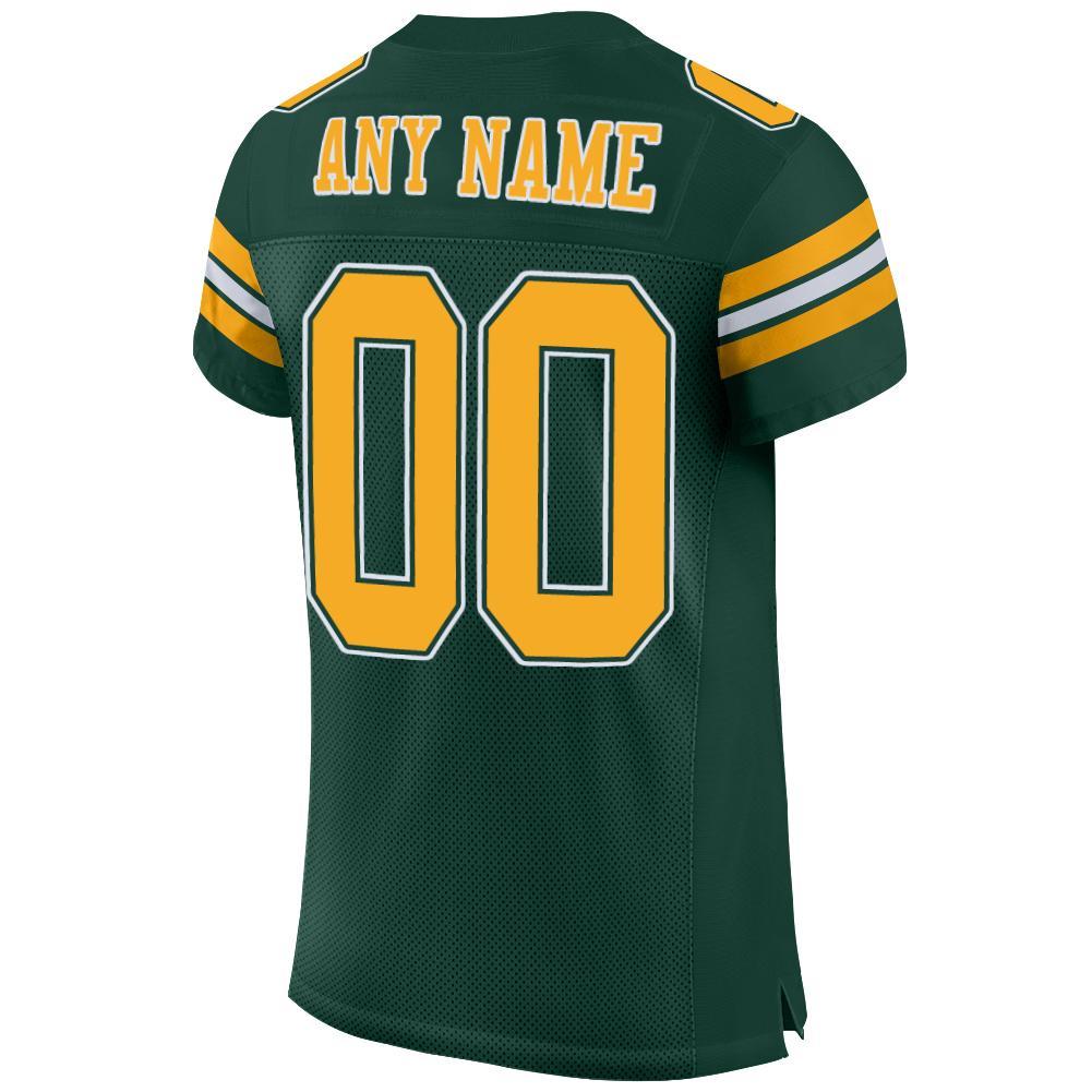 Custom Green Gold-White Mesh Authentic Football Jersey Limited