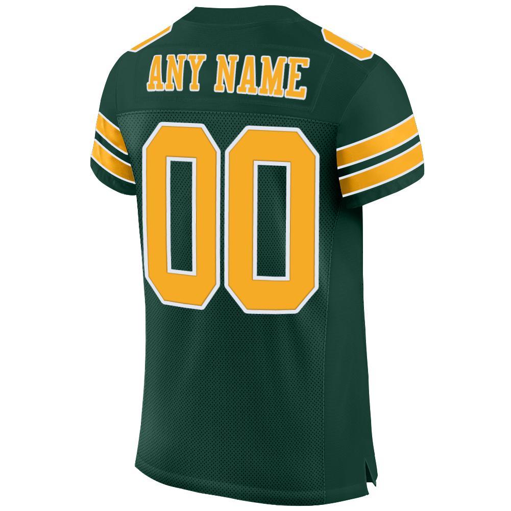 Custom Green Gold-White Mesh Authentic Football Jersey Limited