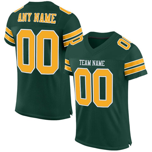 Custom Green Gold-White Mesh Authentic Football Jersey Limited