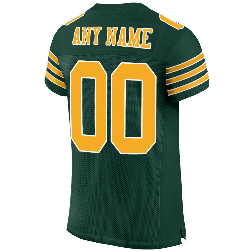 Custom Green Gold-White Mesh Authentic Football Jersey Limited