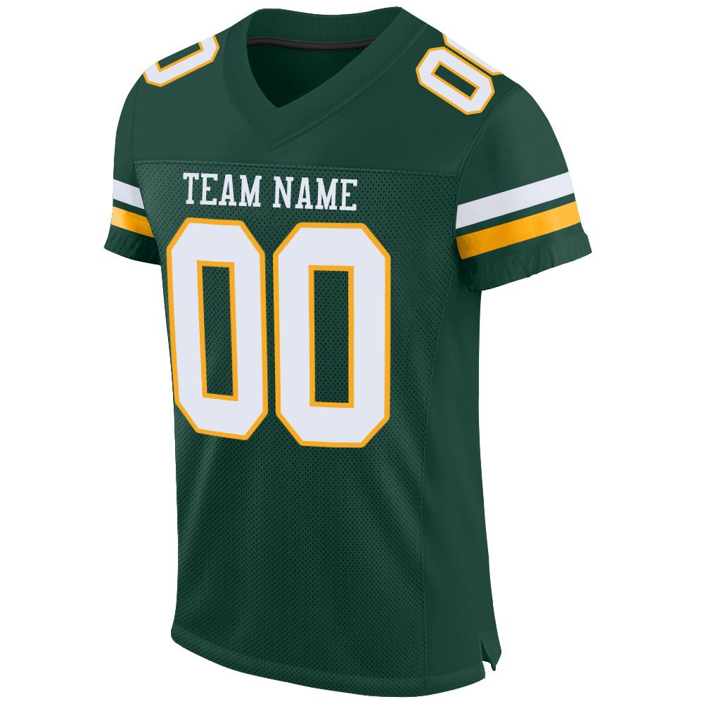 Custom Green White-Gold Mesh Authentic Football Jersey Limited