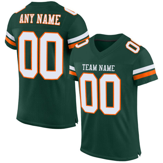 Custom Green White-Orange Mesh Authentic Football Jersey Limited