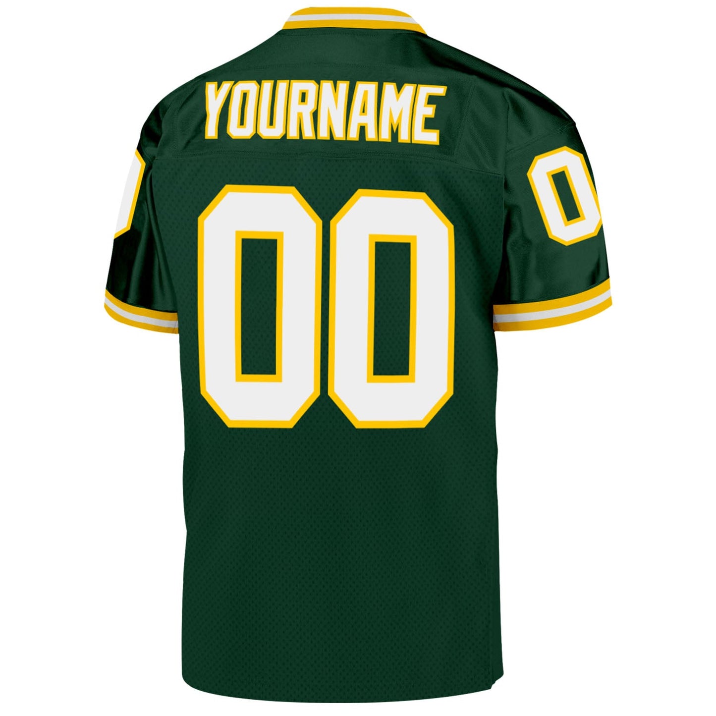 Custom Green White-Gold Mesh Authentic Throwback Football Jersey Limited