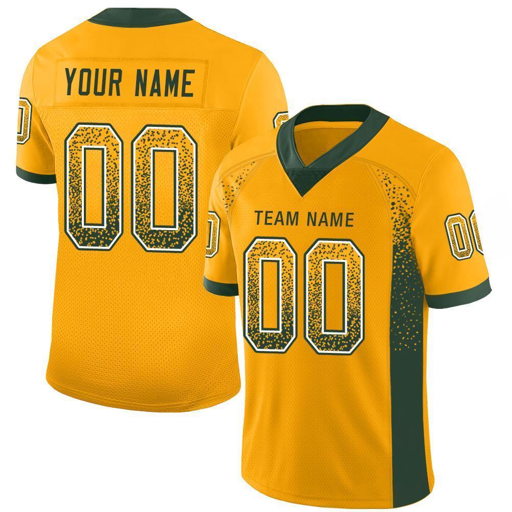 Custom Gold Green-White Mesh Drift Fashion Football Jersey Limited