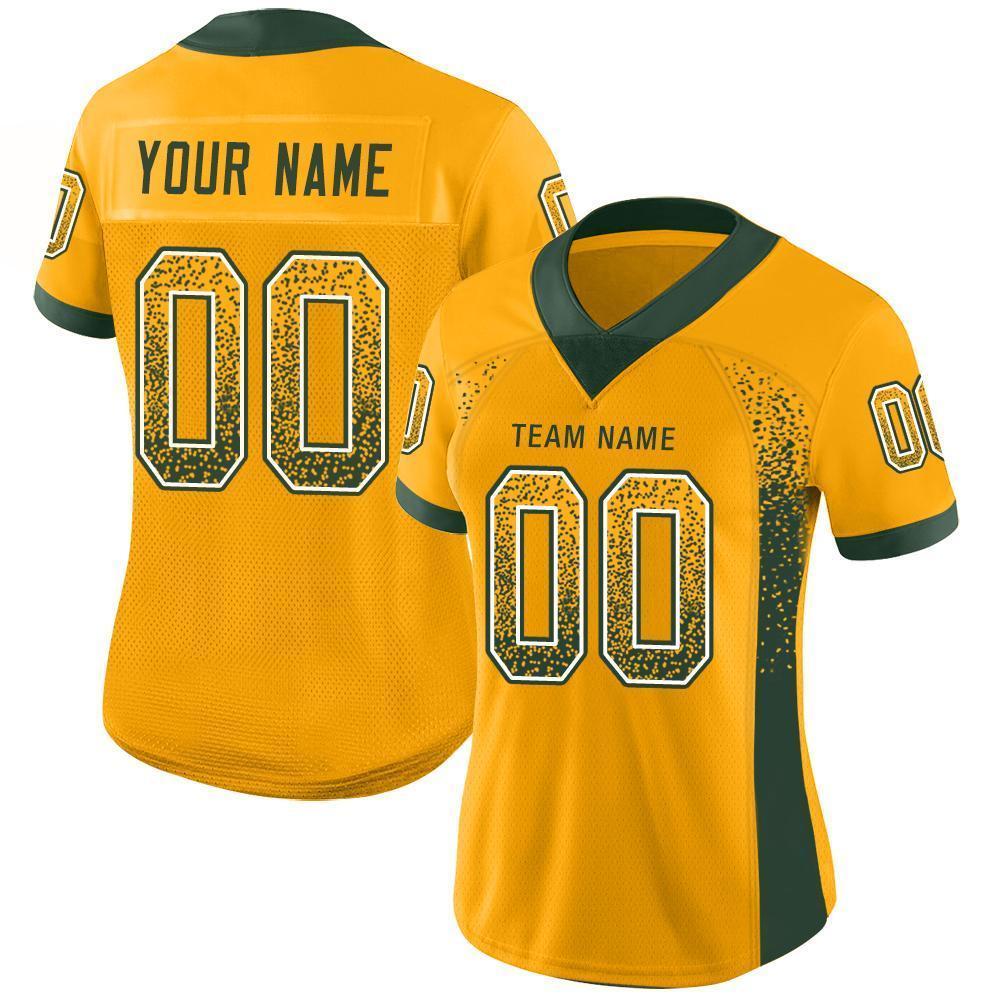 Custom Gold Green-White Mesh Drift Fashion Football Jersey Limited