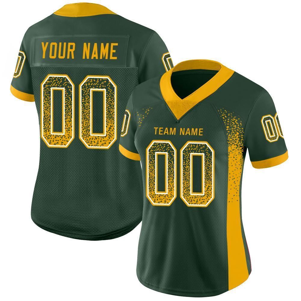 Custom Green Gold-White Mesh Drift Fashion Football Jersey Limited