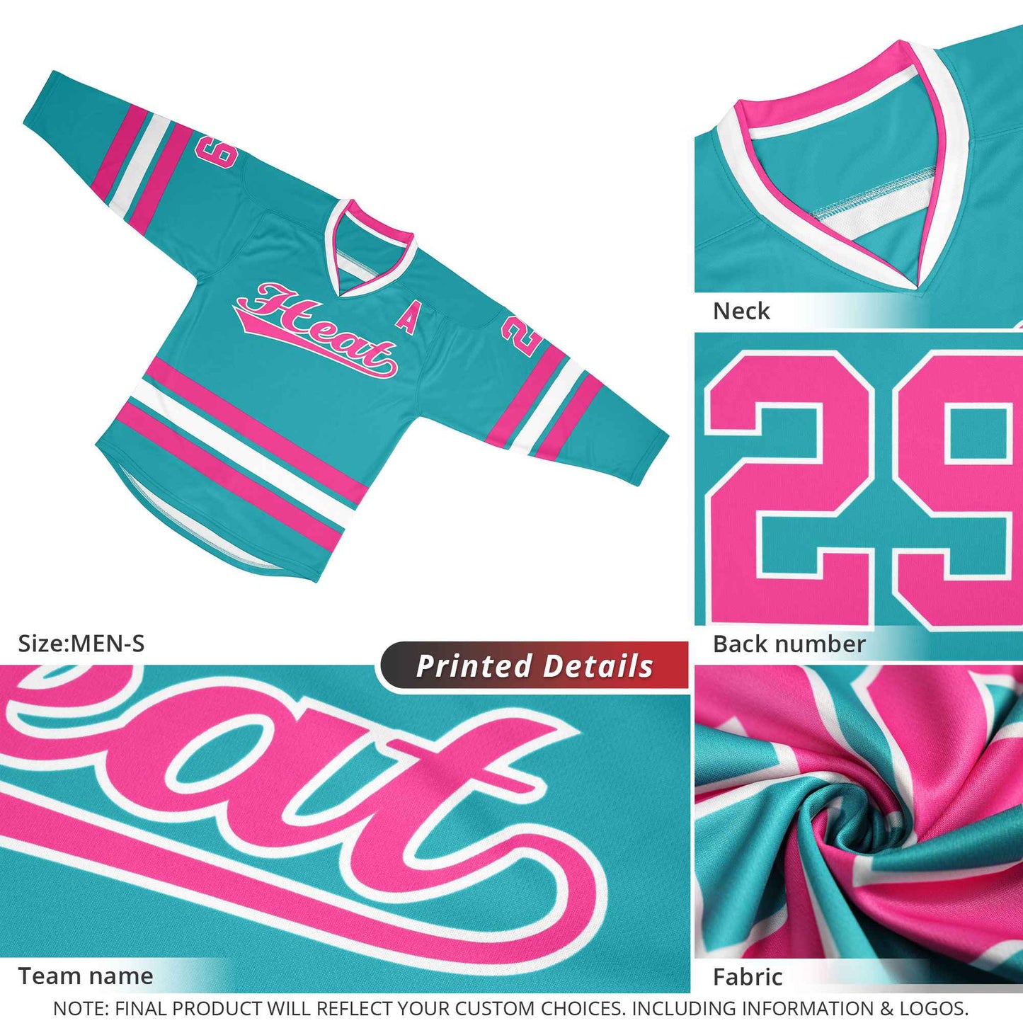 Custom Pink White Pink-Gray Classic Style Hockey Jersey Limited