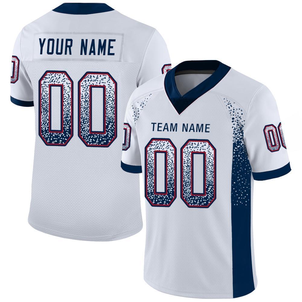 Custom White Navy-Red Mesh Drift Fashion Football Jersey Limited