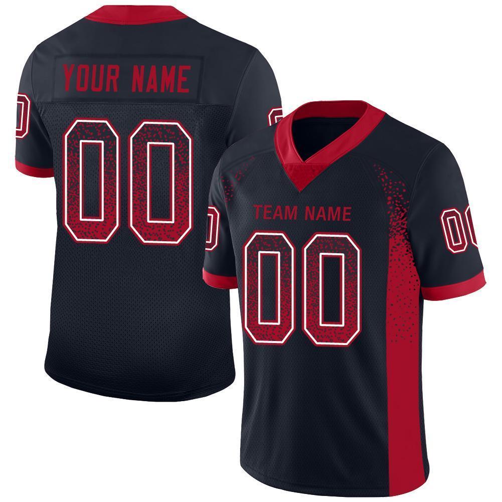 Custom Navy Red-White Mesh Drift Fashion Football Jersey Limited