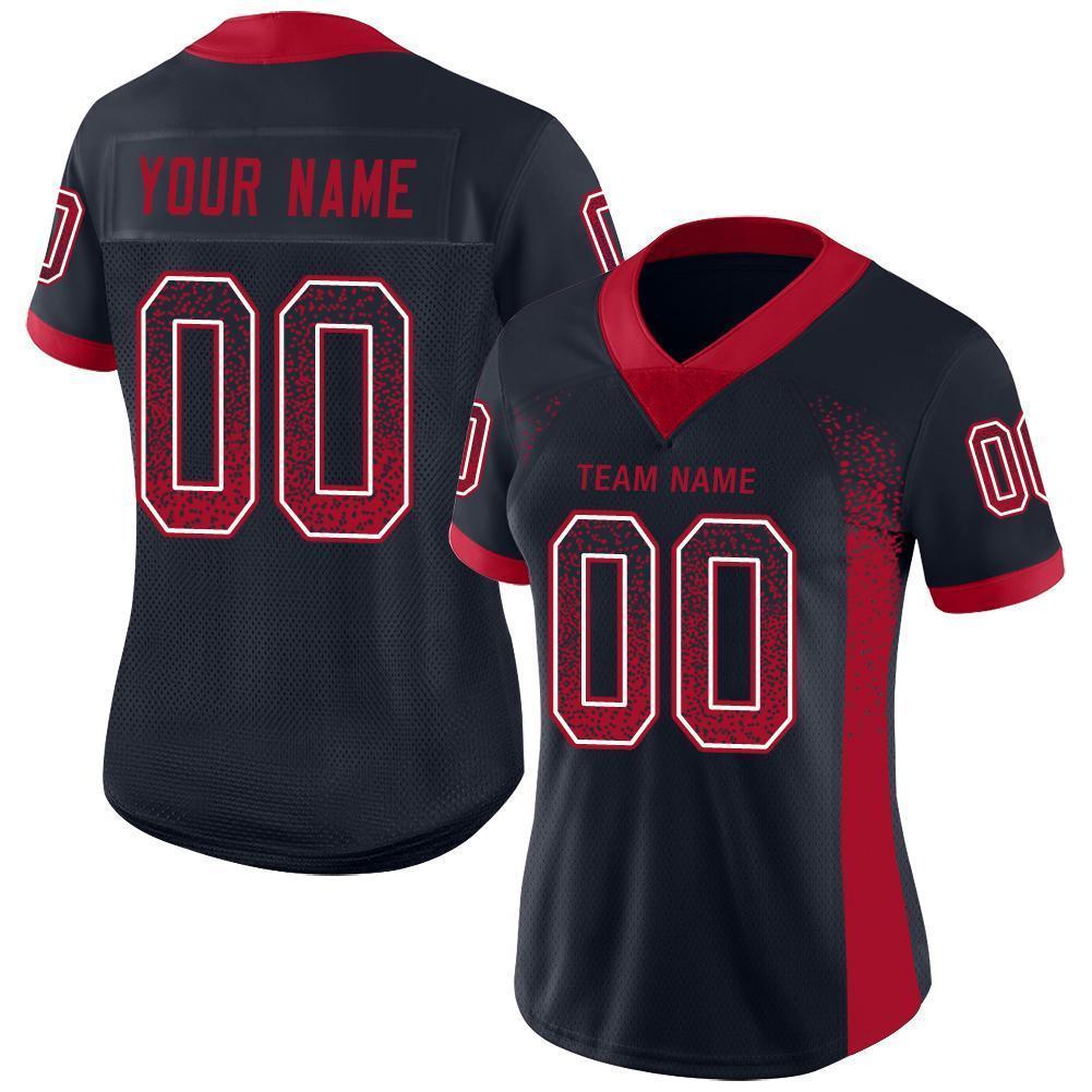 Custom Navy Red-White Mesh Drift Fashion Football Jersey Limited