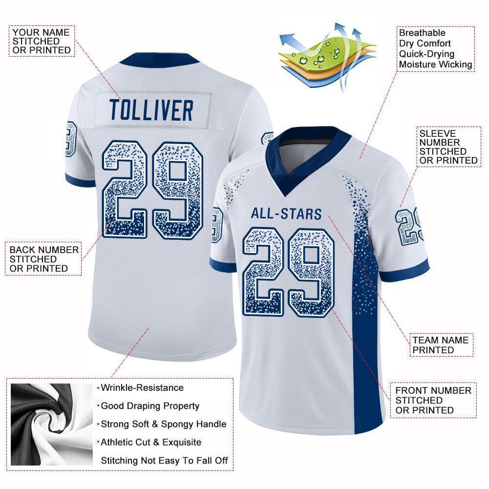 Custom White Royal Mesh Drift Fashion Football Jersey Limited