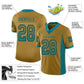 Custom Old Gold Teal-Black Mesh Drift Fashion Football Jersey Limited