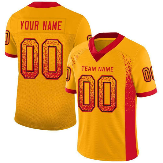 Custom Gold Scarlet-Black Mesh Drift Fashion Football Jersey Limited