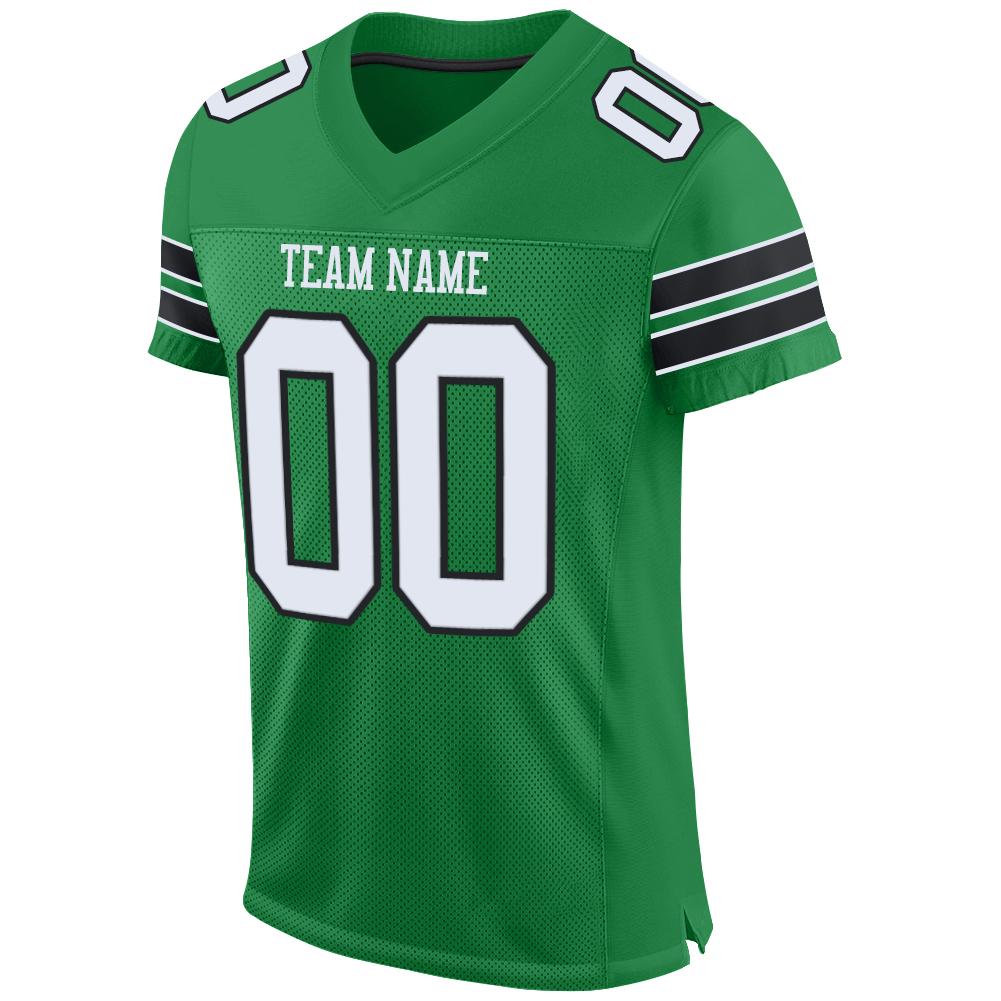 Custom Grass Green White-Black Mesh Authentic Football Jersey Limited
