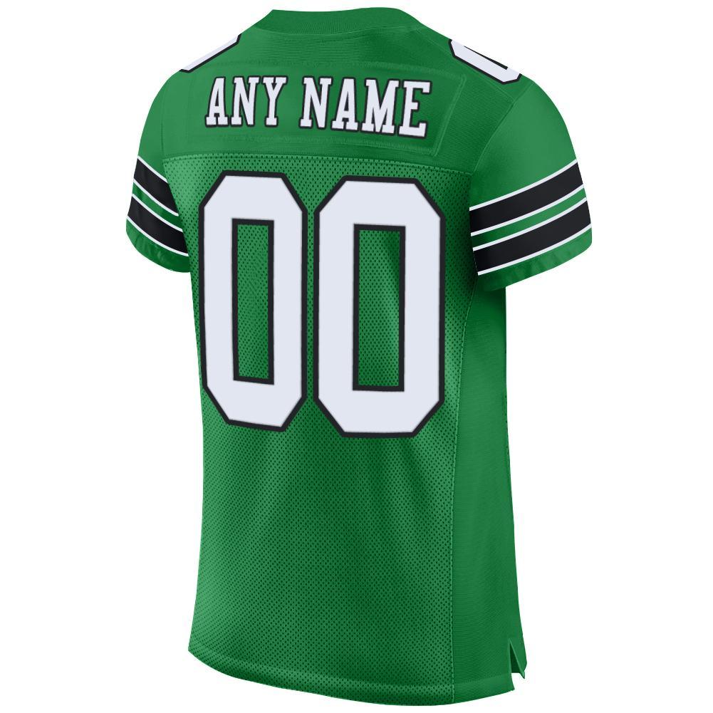 Custom Grass Green White-Black Mesh Authentic Football Jersey Limited