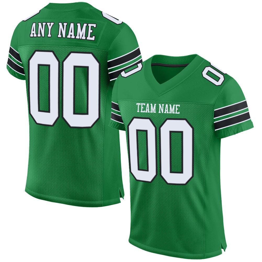 Custom Grass Green White-Black Mesh Authentic Football Jersey Limited