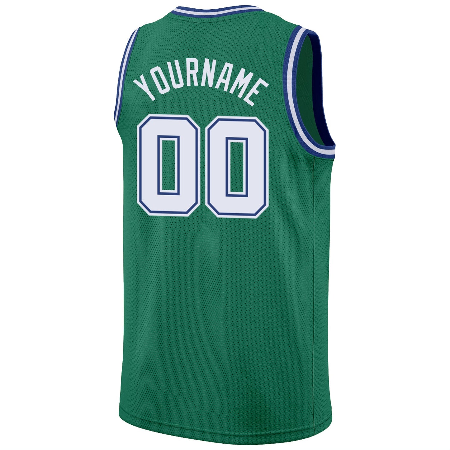 Custom Kelly Green White-Royal Round Neck Rib-Knit Basketball Jersey Limited