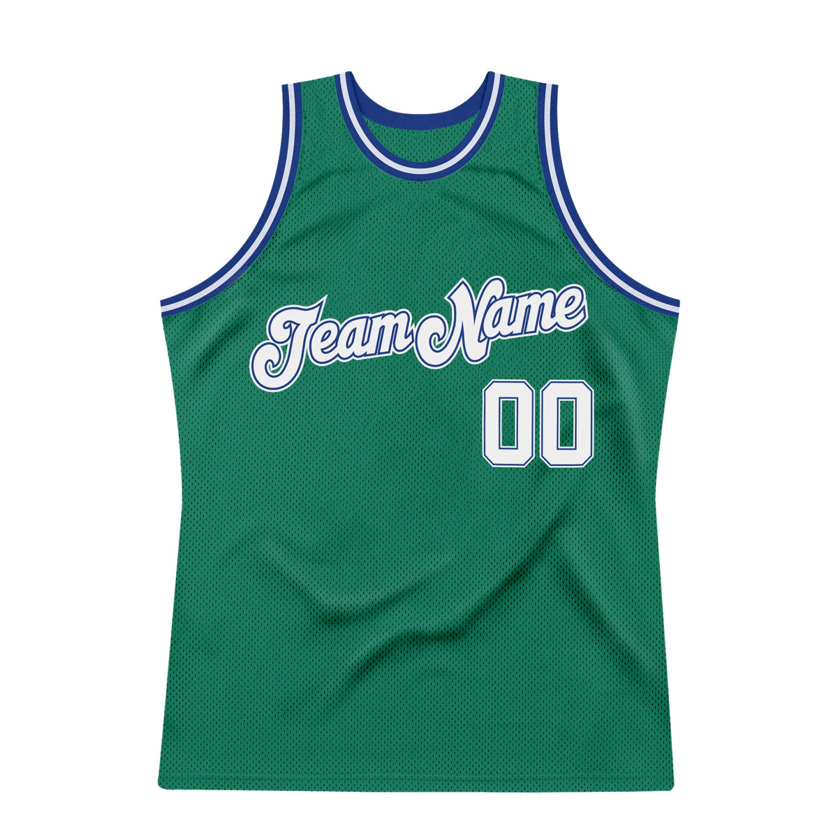 Custom Kelly Green White-Royal Authentic Throwback Basketball Jersey Limited